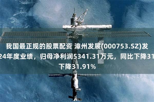 我国最正规的股票配资 漳州发展(000753.SZ)发布2024年度业绩，归母净利润5341.31万元，同比下降31.91%