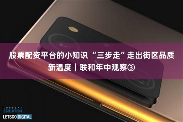 股票配资平台的小知识 “三步走”走出街区品质新温度｜联和年中观察③